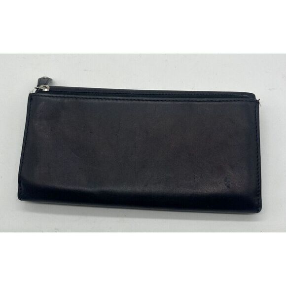 Coach Alexandra Signature Silver Ornament Black Leather Cowhide Clutch Wallet - Picture 2 of 8